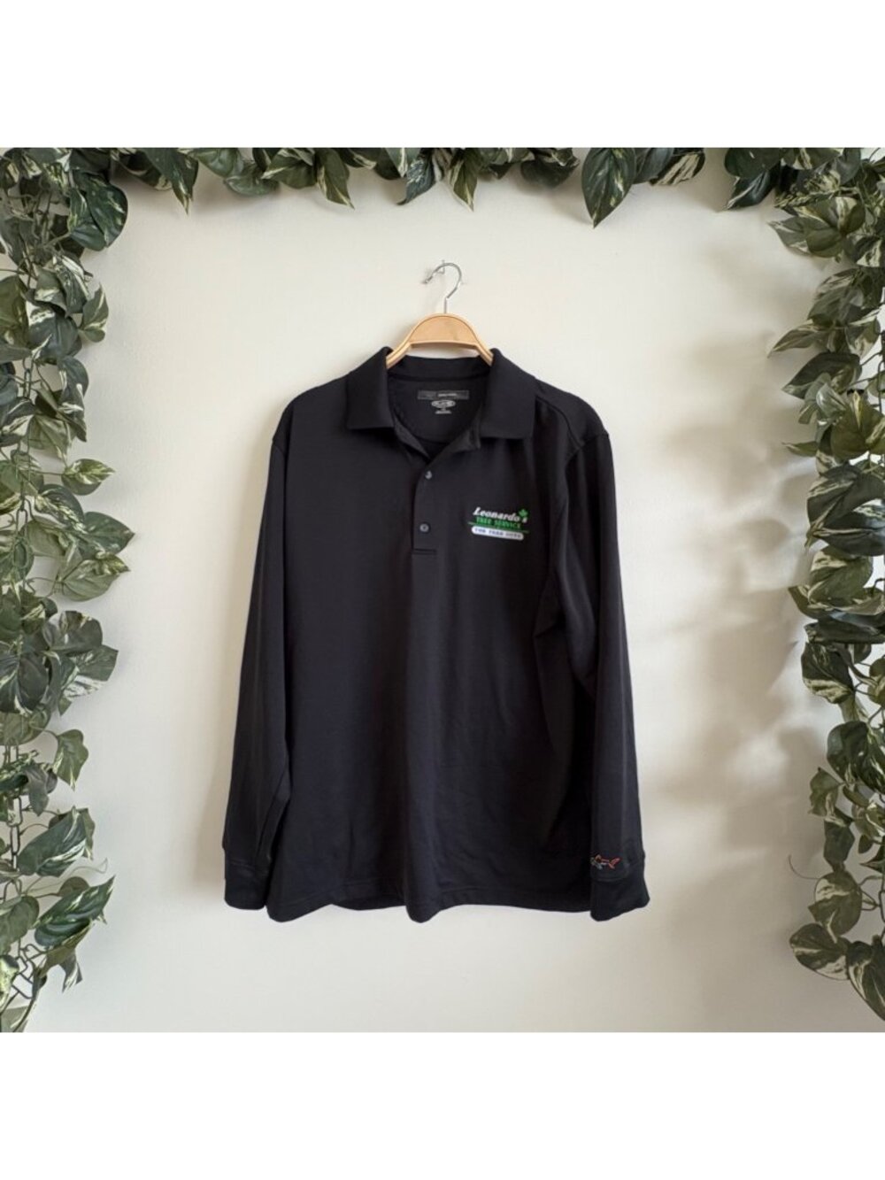 Greg Norman PlayDry Logo Graphic Long Sleeve Polo Shirt Black Men’s Size L